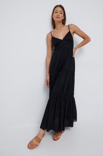 Bavlněné šaty Sisley černá barva, maxi