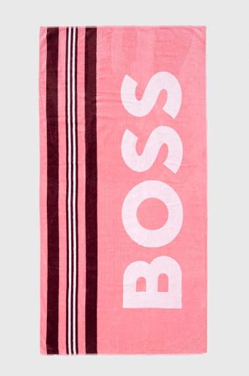 Bavlněný ručník BOSS růžová barva