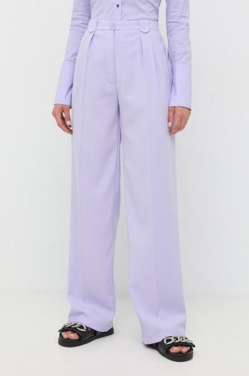 Kalhoty Patrizia Pepe dámské, fialová barva, jednoduché, high waist