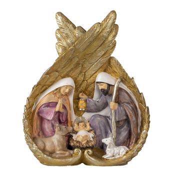 Vánoční betlém ve zlatých andělských křídlech - 21*8*26 cm 6PR4698