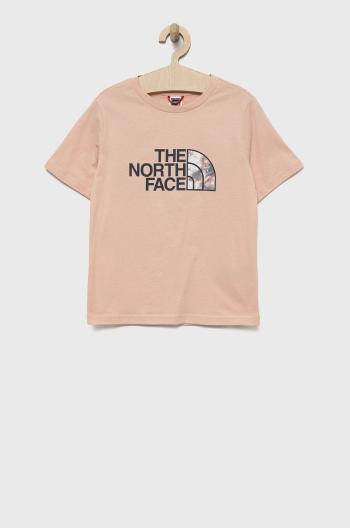 Dětské bavlněné tričko The North Face růžová barva