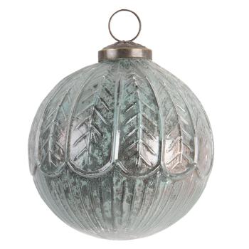 Modrá vánoční koule s patinou a odřeninami - Ø 10 cm 6GL3193
