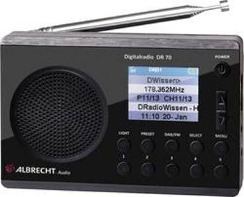 DAB+ a FM přenosné mini rádio s LED svítilnou Albrecht DR 70, černá