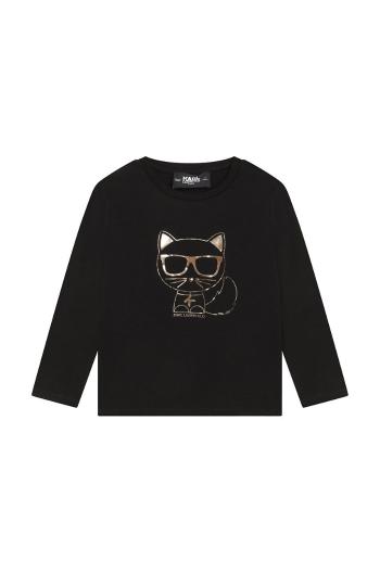 Dětské tričko s dlouhým rukávem Karl Lagerfeld černá barva
