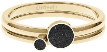 Gravelli Sada ocelových prstenů s betonem Double Dot zlatá/černá GJRWYGA108 53 mm
