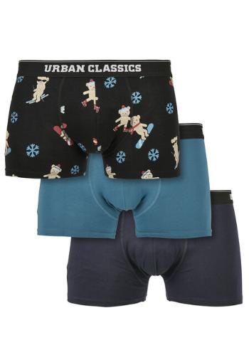 Urban Classics Organic X-Mas Boxer Shorts 3-Pack teddy aop+jasper+navy - 3XL