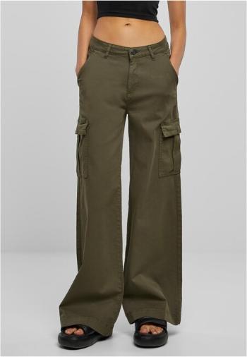 Urban Classics Ladies High Waist Wide Leg Twill Cargo Pants olive - 30