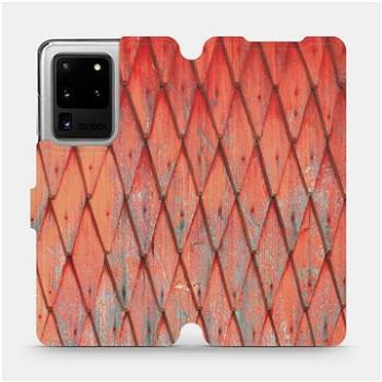 Flipové pouzdro na mobil Samsung Galaxy S20 Ultra - MK01S Oranžový vzor dřeva (5903516172764)