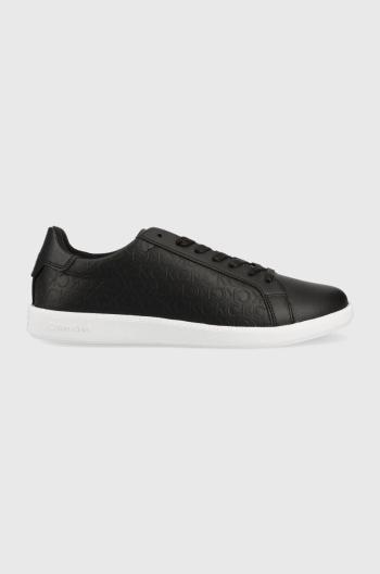 Kožené sneakers boty Calvin Klein Low Top Lace Up Mono , černá barva