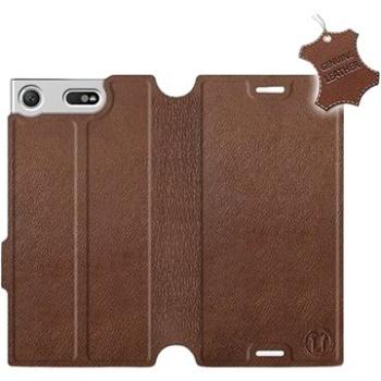 Flip pouzdro na mobil Sony Xperia XZ1 Compact - Hnědé - kožené -  Brown Leather (5903226498406)