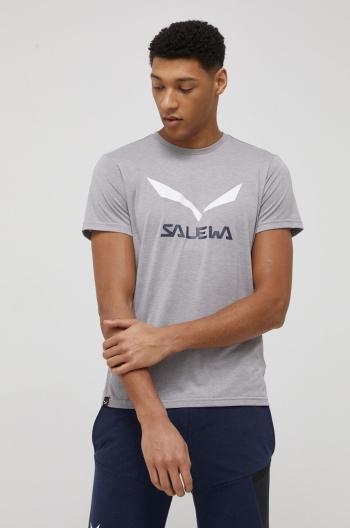 Sportovní triko Salewa Solidlogo šedá barva, s potiskem