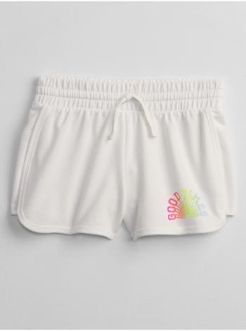Bílé holčičí dětské kraťasy graphic pull-on shorts GAP