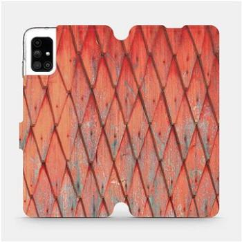Flipové pouzdro na mobil Samsung Galaxy M51 - MK01S Oranžový vzor dřeva (5903516365975)