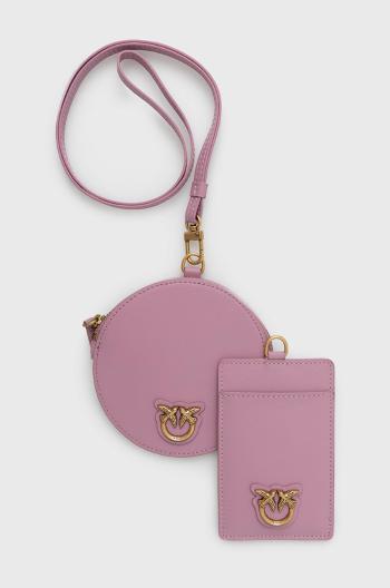 Kožená peněženka a držák na karty Pinko růžová barva