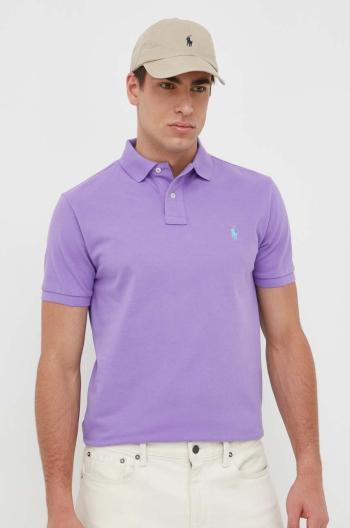 Bavlněné polo tričko Ralph Lauren fialová barva, 710782592