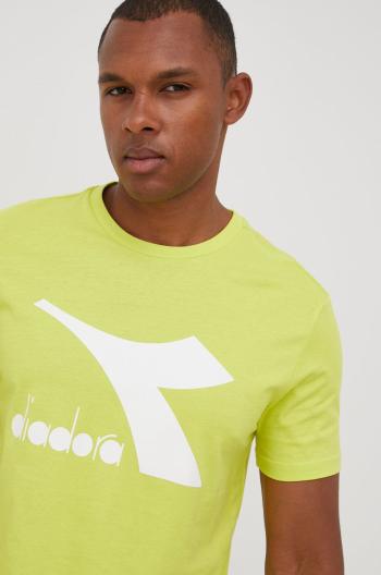 Bavlněné tričko Diadora zelená barva, s potiskem
