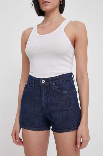 Džínové šortky Pepe Jeans A-LINE SHORT HW dámské, tmavomodrá barva, hladké, high waist, PL801111CT8