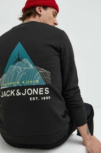 Mikina Jack & Jones pánská, černá barva, s potiskem