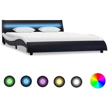 Rám postele s LED světlem černobílý umělá kůže 140x200 cm (285687)