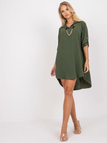 KHAKI VOLNÉ ASYMETRICKÉ ŠATY -DHJ-SK-V2209.94-KHAKI Velikost: ONE SIZE