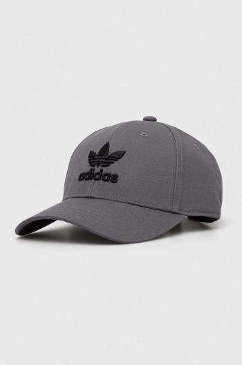 Bavlněná baseballová čepice adidas Originals šedá barva, s aplikací, IL4844