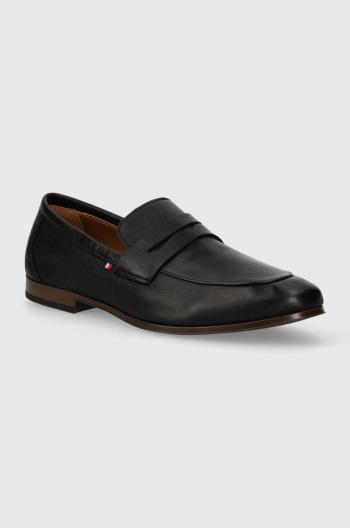 Kožené mokasíny Tommy Hilfiger CASUAL LIGHT FLEXIBLE LTH LOAFER pánské, černá barva, FM0FM04989