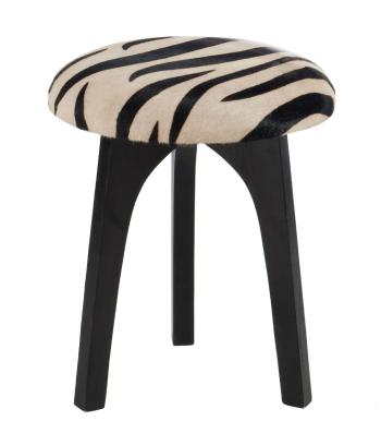 Kulatá stolička s koženým sedákem Zebra - Ø 36*47 cm 76315