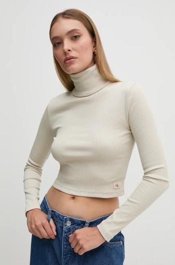 Tričko Calvin Klein Jeans zelená barva, s golfem, J20J224196