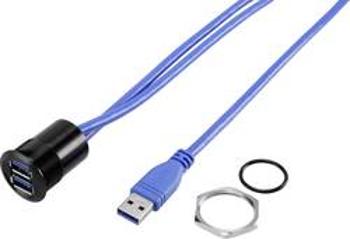 Vestavěná zásuvka USB-A 3.0 TRU COMPONENTS USB-22-BK 2x zásuvka USB-A 3.0 ⇔ 2x zástrčka USB-A 3.0, 1 ks