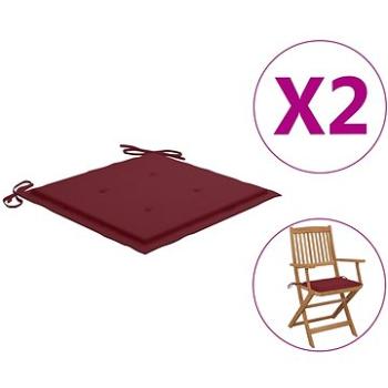 Podušky na zahradní židle 2 ks vínové 40 x 40 x 4 cm textil (314020)