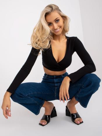 Černý zavinovací crop top Paola -RV-BZ-7682.47-black Velikost: S