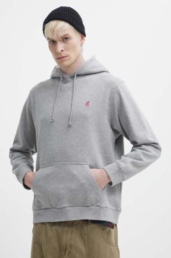 Bavlněná mikina Gramicci One Point Hooded Sweatshirt pánská, šedá barva, s kapucí, hladká