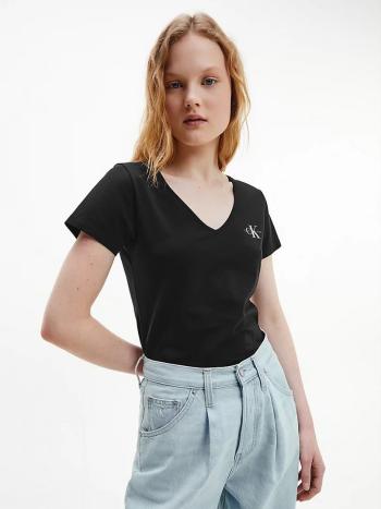 Calvin Klein Calvin Klein Jeans dámské černé tričko MONOGRAM SLIM V-NECK TEE