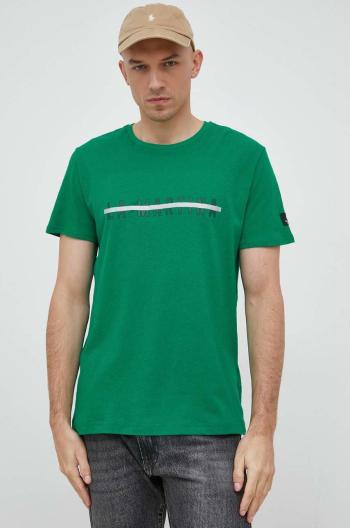 Tričko s lněnou směsí La Martina zelená barva