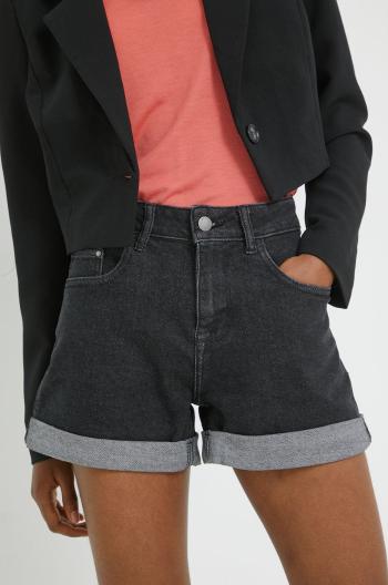 Džínové šortky JDY dámské, černá barva, hladké, medium waist