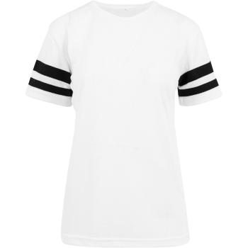 Build Your Brand Dámské sportovní síťované triko s pruhovanými rukávy - Bílá / černá | L