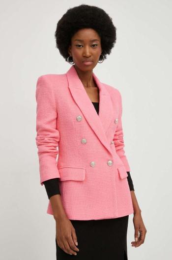 Bavlněné sako Answear Lab růžová barva,