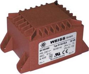 Transformátor do DPS Weiss Elektrotechnik EI 54, prim: 230 V, Sek: 9 V, 1778 mA, 16 VA