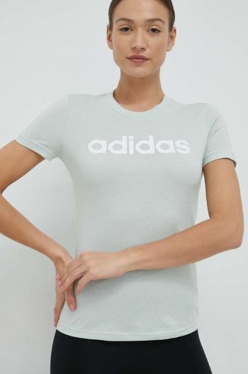 Bavlněné tričko adidas zelená barva