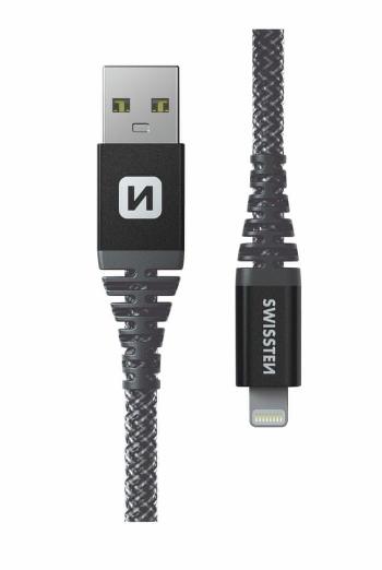 SWISSTEN DATOVÝ KABEL KEVLAR USB / LIGHTNING 1,5 M 71543010, šedý