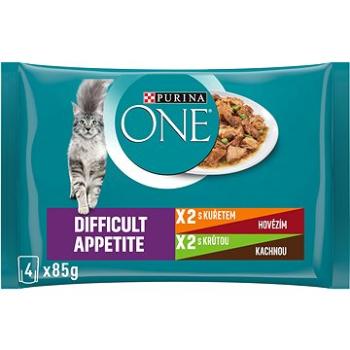 PURINA ONE DIFFICULT APPETITE multipack kuře ve šťávě 4 × 85 g (7613287893512)