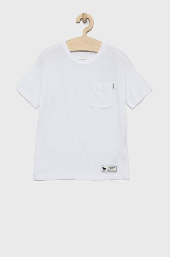 Dětské bavlněné tričko Abercrombie & Fitch bílá barva