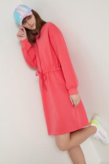 Bavlněné šaty Medicine růžová barva, mini, oversize