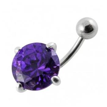 Šperky4U Stříbrný piercing do pupíku - zirkon 12 mm - BP01001-A