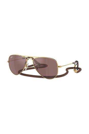 Dětské sluneční brýle Ray-Ban JUNIOR AVIATOR hnědá barva, 0RJ9506S