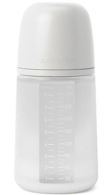 Suavinex KOJENECKÁ LÁHEV 240 ml M COLOUR ESSENCE - bílá