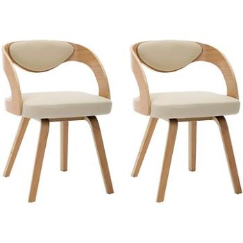 Jídelní židle 2 ks krémové ohýbané dřevo a umělá kůže (283104)