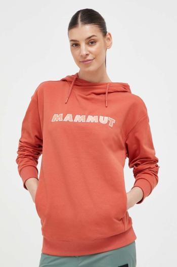 Mikina Mammut ML Hoody Logo dámská, růžová barva, s kapucí, s aplikací