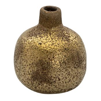 Hnědá keramická váza se zlatou patinou Janet - Ø  9*9 cm 6CE1316