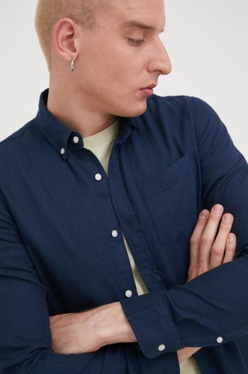 Bavlněné tričko Superdry tmavomodrá barva, regular, s límečkem button-down